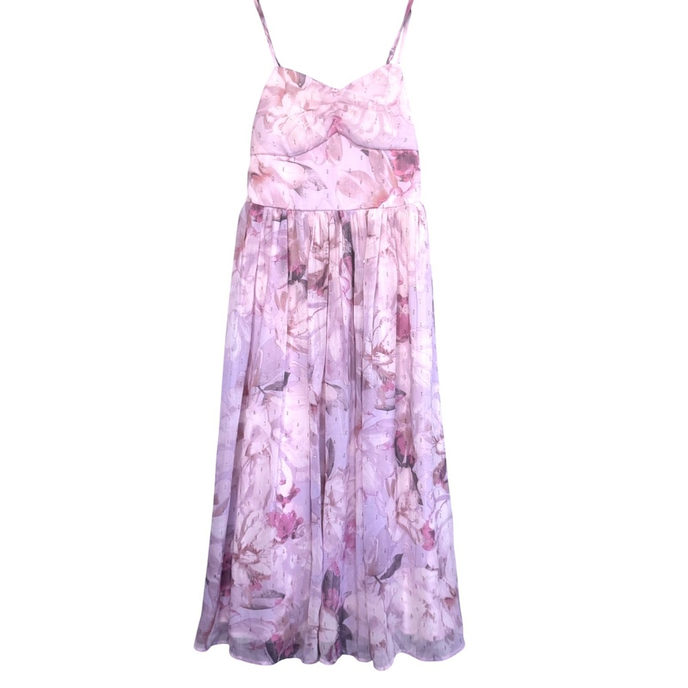 Zunie Floral Maxi Dress Girls 10 Shimmer Chiffon Special Occasion Garden Purple